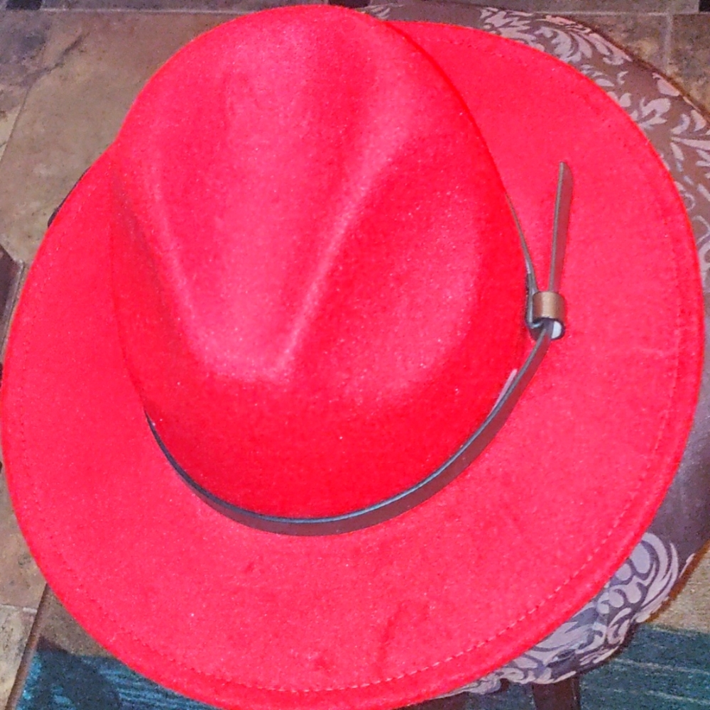 Red fedora hat